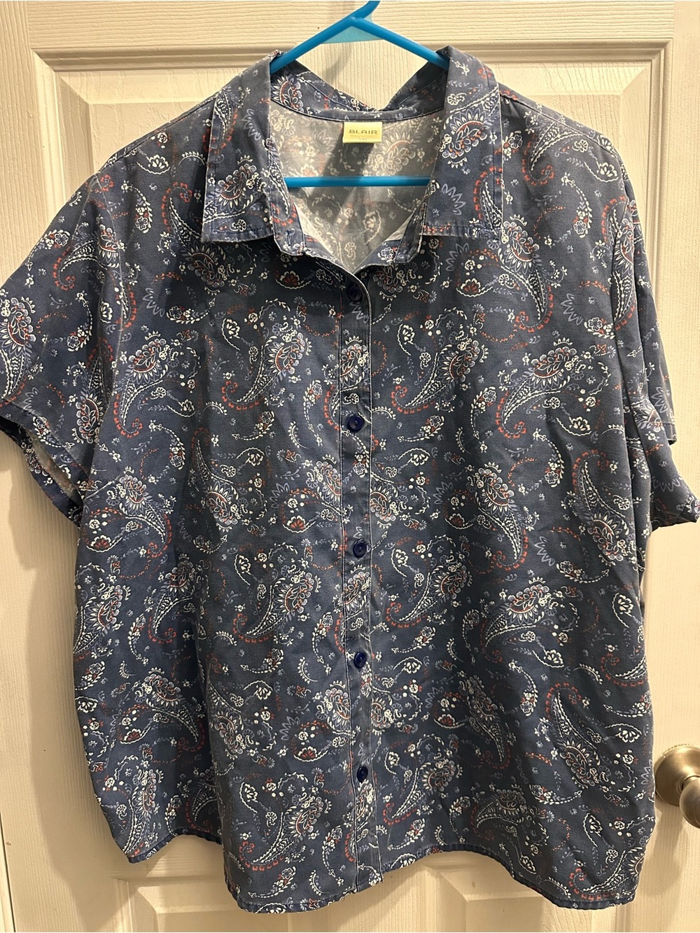 Blair Blue Paisley Short-Sleeve Button-Down Shirt